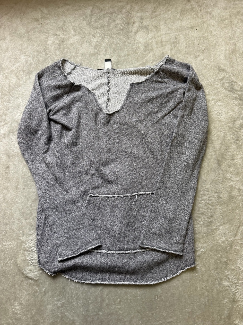 Victoria's Secret Gray Raw-Edge Long Sleeve Sweatshirt